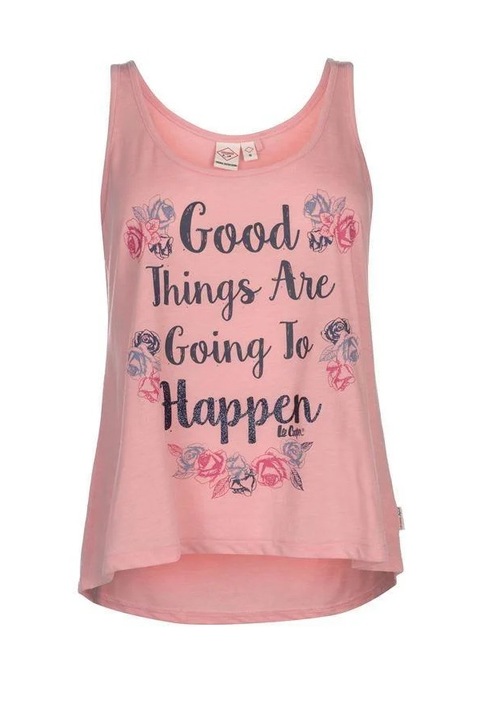 Дамски памучен потник Lee Cooper Print Vest, Розов, M EU