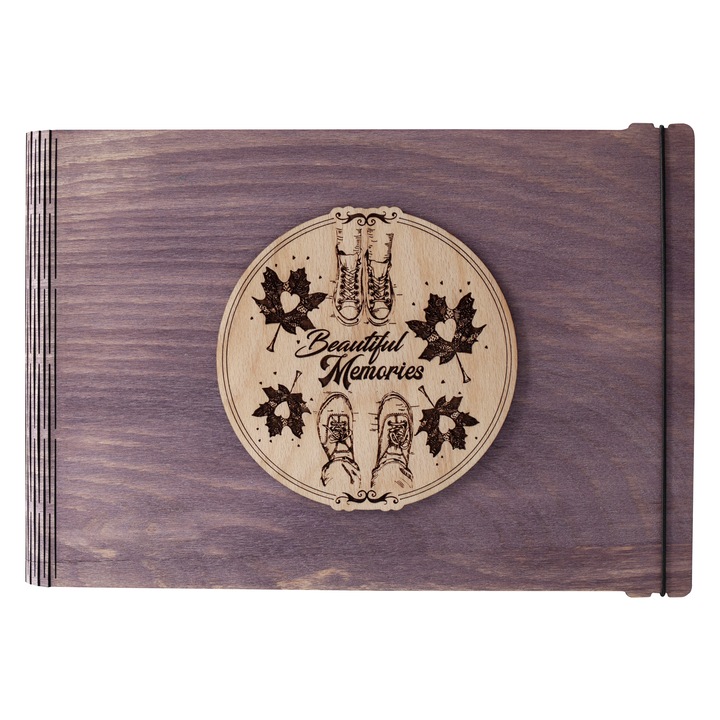 Album foto din lemn, VintageBox, "Impreuna - Beautiful Memories", culoare Mov