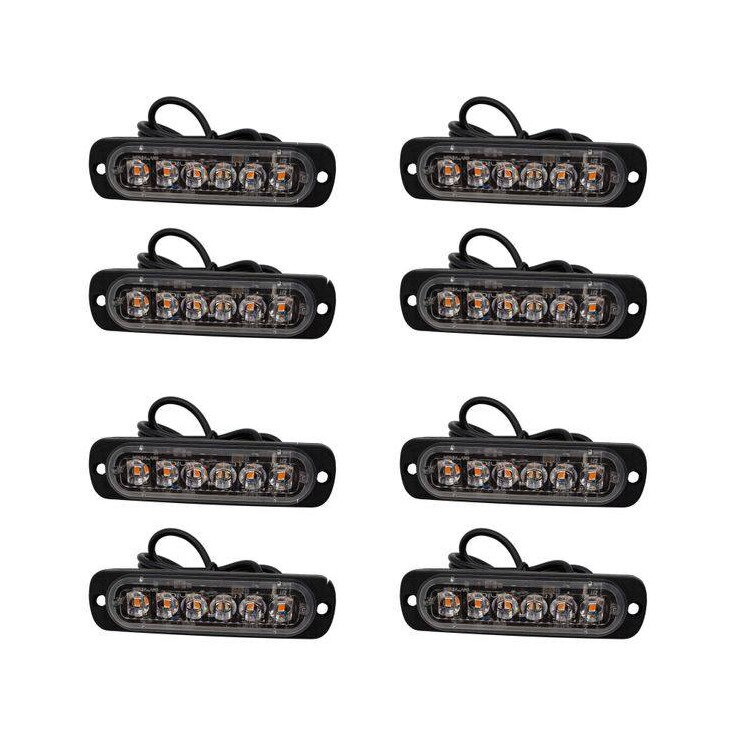 Set 8 buc lampa stroboscopica LED Profesionala 6 LED 12-24V Galbena protectie IPX-4