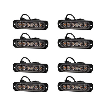 Set 8 buc lampa stroboscopica LED Profesionala 6 LED 12-24V Galbena protectie IPX-4 Set 8 buc lampa stroboscopica LED Profesionala 6 LED 12-24V Galbena protectie IPX-4