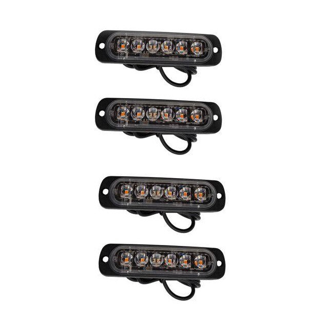 Set 4 buc lampa stroboscopica LED Profesionala 6 LED 12-24V Galbena protectie IPX-4