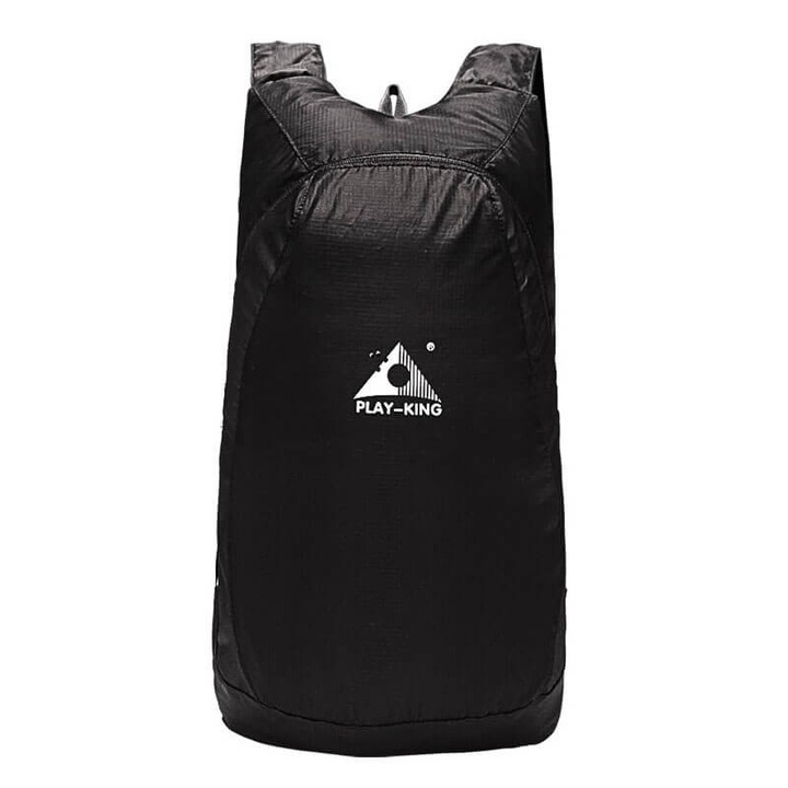 Rucsac portabil Edman Play King din poliester, 75g, volum 20-35 l, Negru
