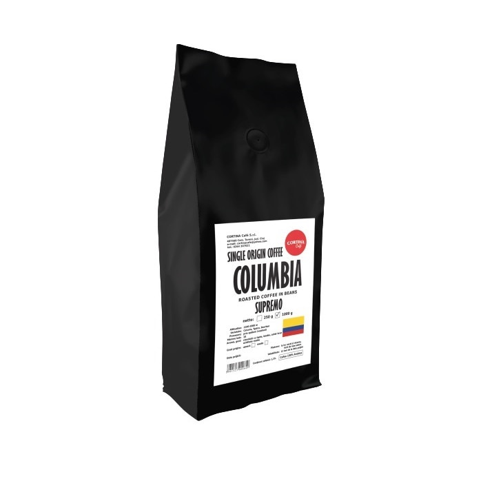 Cafea boabe 100 % Arabica, Cortina Cafe, single origin Columbia Supremo, 1 Kg