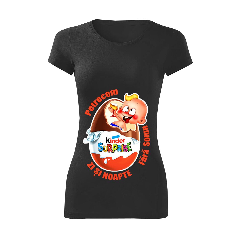 Tricou personalizat gravide petrecem, dama, negru, L