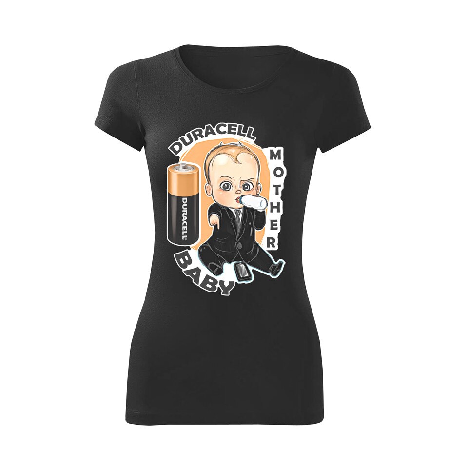 Tricou personalizat gravide duracell boy, dama, negru, S