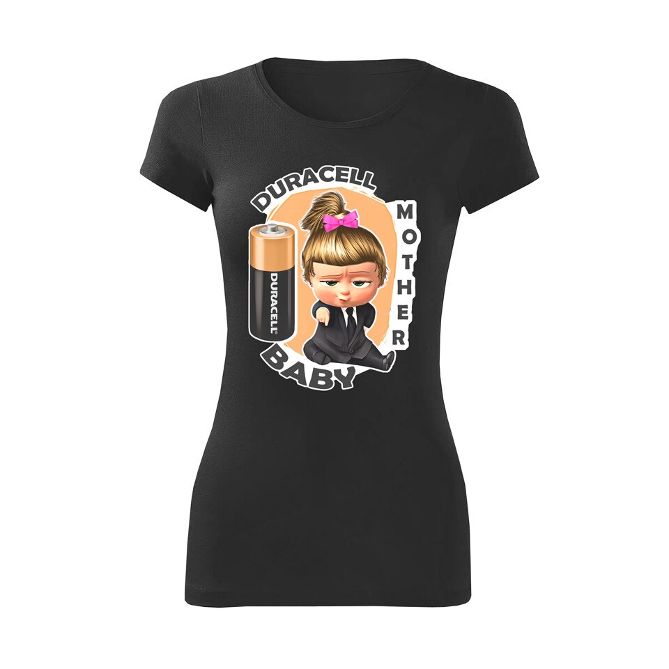 Tricou personalizat gravide duracell girl, dama, negru, XL
