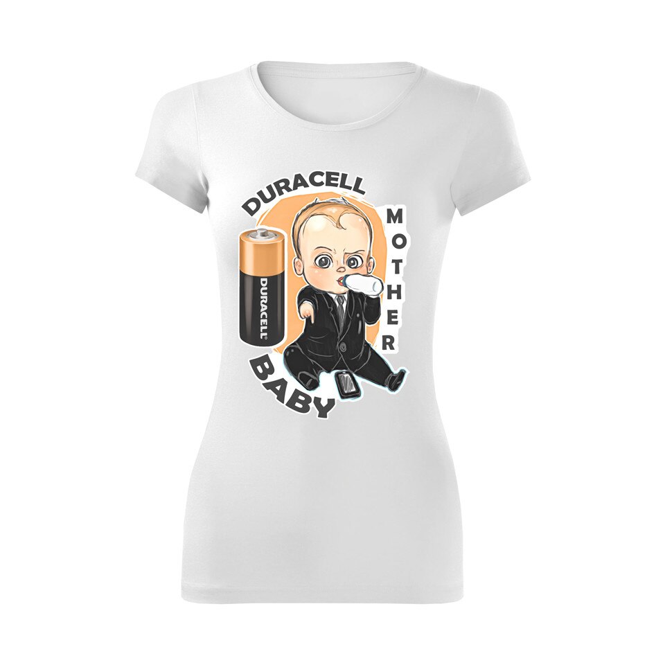 Tricou personalizat gravide duracell boy, dama, alb, S