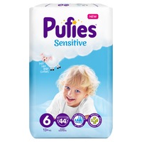 Scutece Pufies Sensitive, Marimea 6, 13+ kg, 44 buc, Maxi Pack