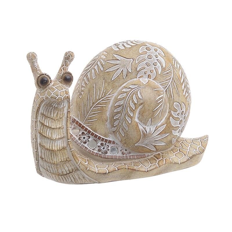 Decoratiune melc din rasina, alb-crem, 21 x 10 x 14 cm