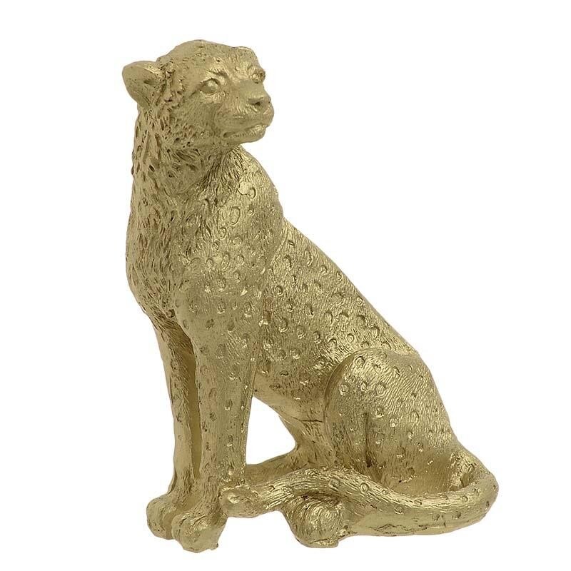 Leopard din rasina, gold, 8.5 x 5 x 13 cm