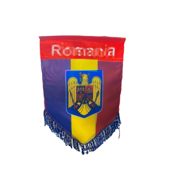 Fanion mare Romania- Vision, cu stema, multicolor