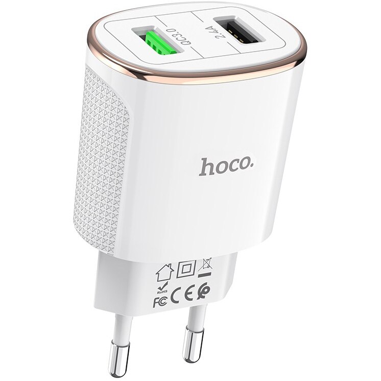 Incarcator Retea Hoco C60A 2xUSB QC3.0, Alb