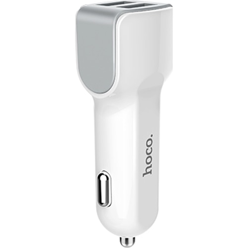 Incarcator auto Hoco Z23 Grand Style, dual USB, 2.4A, Alb