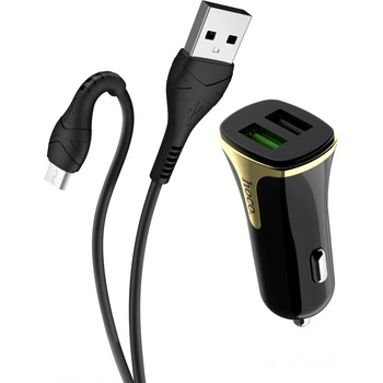 Incarcator auto Hoco Z31 Universe, dual USB, QC3.0, 3.4A, Cablu MicroUSB inclus, Negru Incarcator auto Hoco Z31 Universe, dual USB, QC3.0, 3.4A, Cablu MicroUSB inclus, Negru