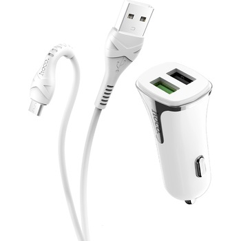 Incarcator auto Hoco Z31 Universe, dual USB, QC3.0, 3.4A, Cablu MicroUSB inclus, Alb Incarcator auto Hoco Z31 Universe, dual USB, QC3.0, 3.4A, Cablu MicroUSB inclus, Alb