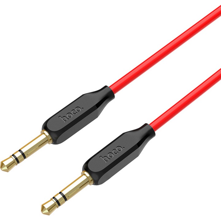 Аудио кабел Hoco, Braided, Жак 3.5 мм, UPA11, Черен/Червен