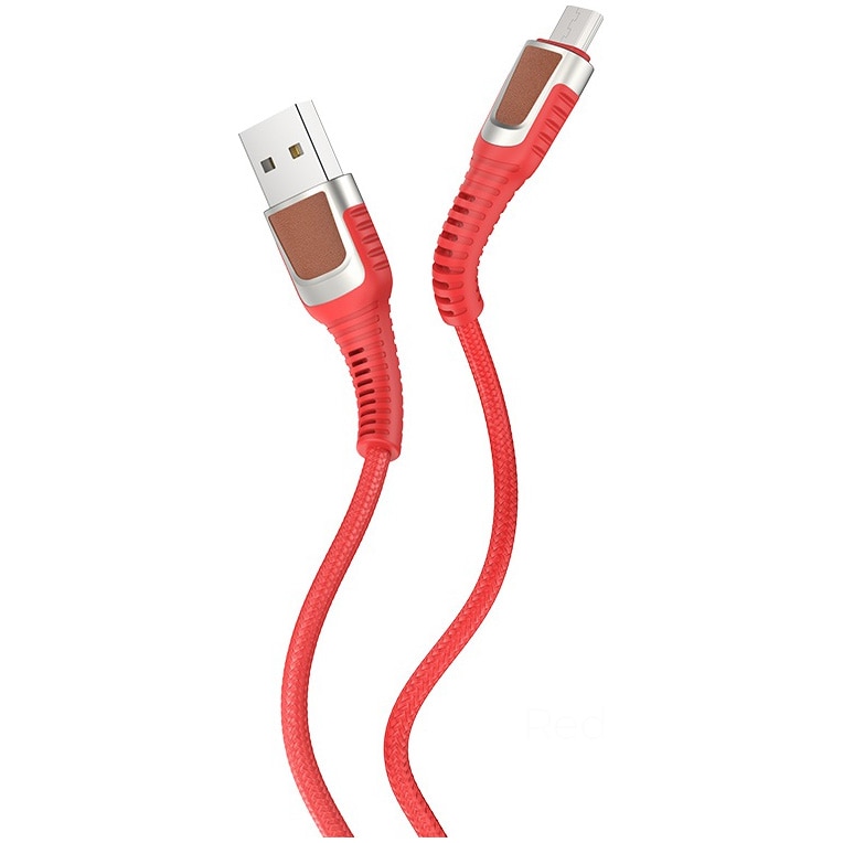 Cablu de date Hoco MicroUSB U81 Jazz Textil, 1.2m, Rosu