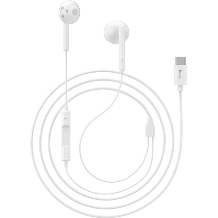 Hoco L10 audio fülhallgató, USB C típusú, fehér