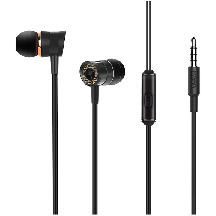 Аудио слушалки in-ear Hoco M37, stereo, jack 3.5mm, Микрофон, 1.2 м, Черен