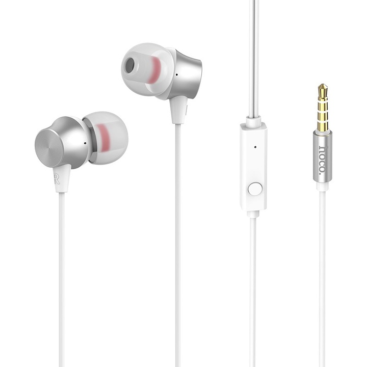 Hoco M51 audio fülhallgató, mikrofon, 3,5 mm-es jack, fehér