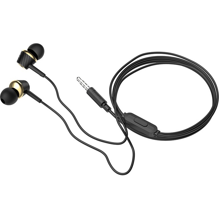 Hoco M70 audio fülhallgató, 3,5 mm-es jack, fekete
