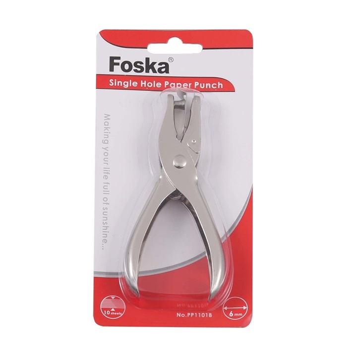 Perforator Foska, Metal, 10 coli, Argintiu
