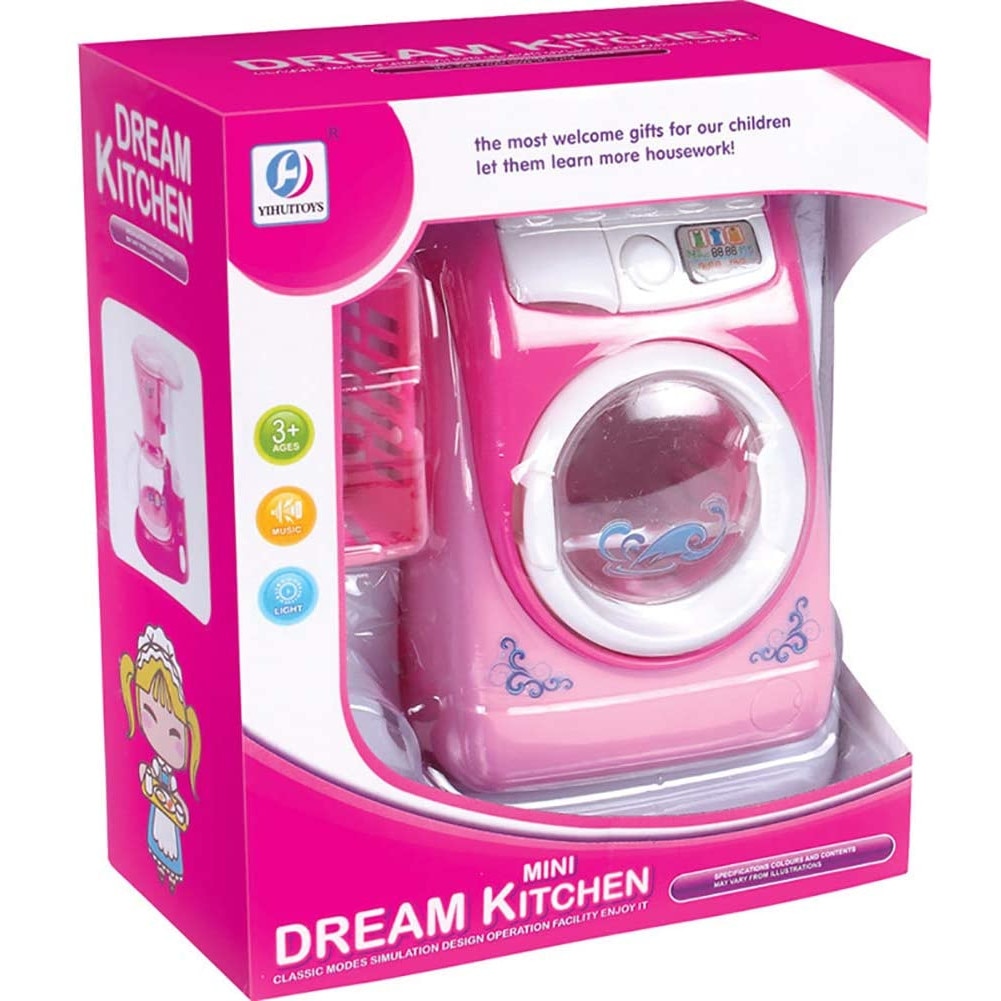 Jucarie de rol, masina de spalat de jucarie,Mini Dream Kitchen, cu lumini si sunete, Roz