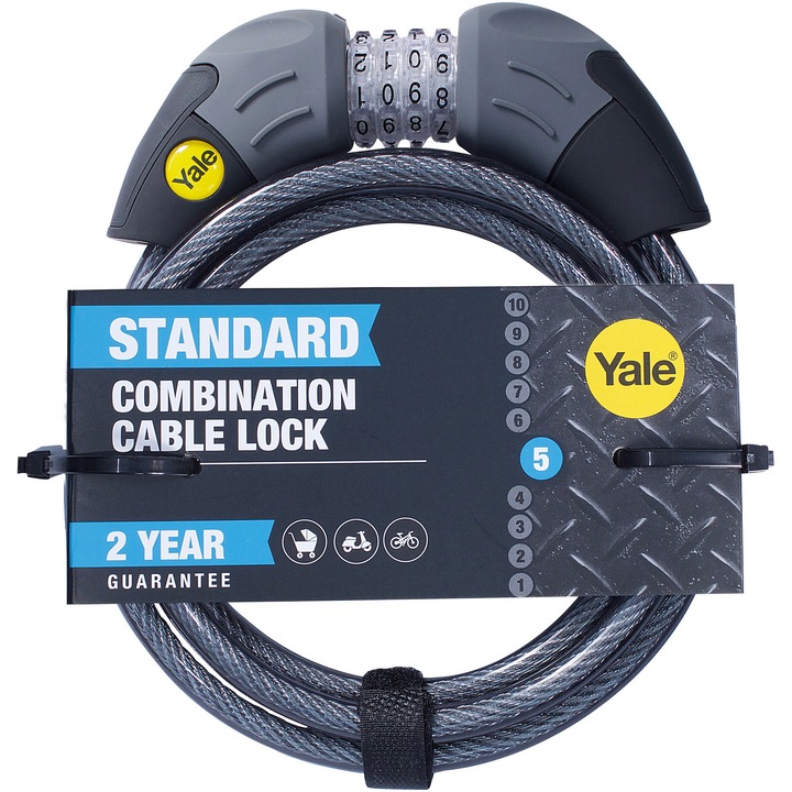 Antifurt bicicleta Yale 180cm, cablu, cu cifru