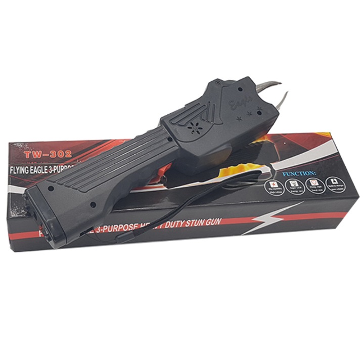 Lanterna cu electrosoc pentru autoaparare, Dalimag, neagra, cutie