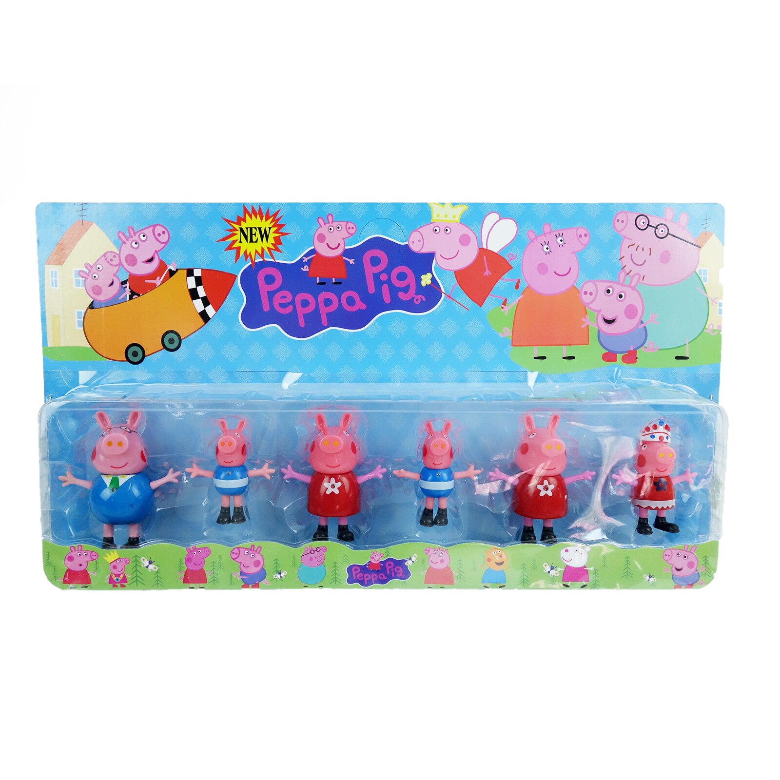 Set 6 figurine Peppa Pig, 7 cm, multicolor