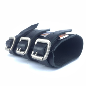 Bratara unisex, Goana, 100% Piele Naturala, cu 3 catarame, negru Bratara unisex, Goana, 100% Piele Naturala, cu 3 catarame, negru