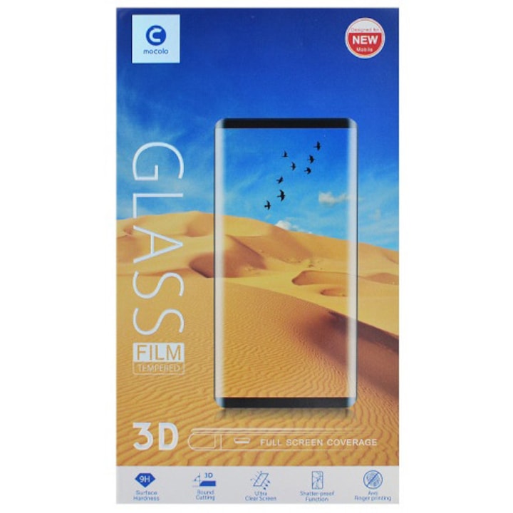 Mocolo 3D full cover, íves edzett üveg Samsung Galaxy S10 Plus (SM-G975) készülékhez, fekete