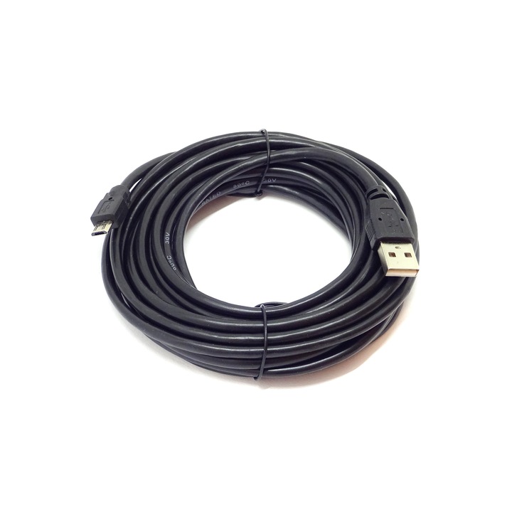 Cablu USB 2.0 - MicroUSB 2.0, lungime 5m, negru