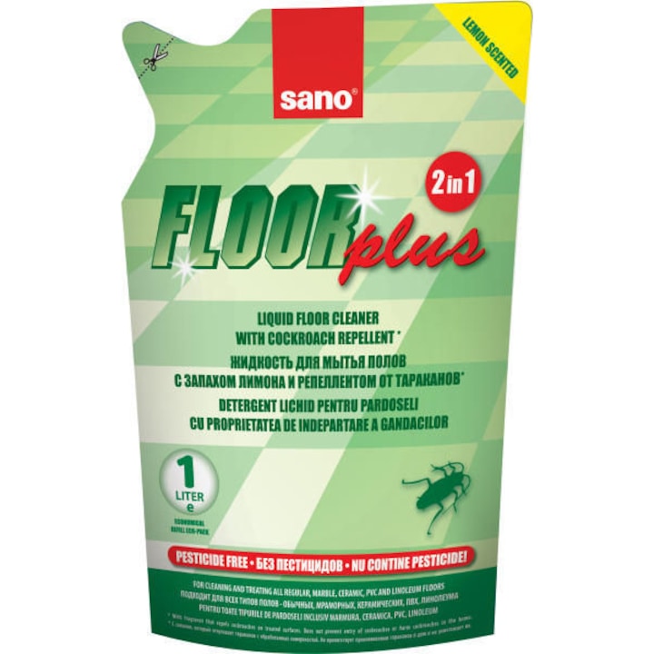 Sano Floor Plus padlótisztító-utántöltő, Rovarmentesítő, 750 ml
