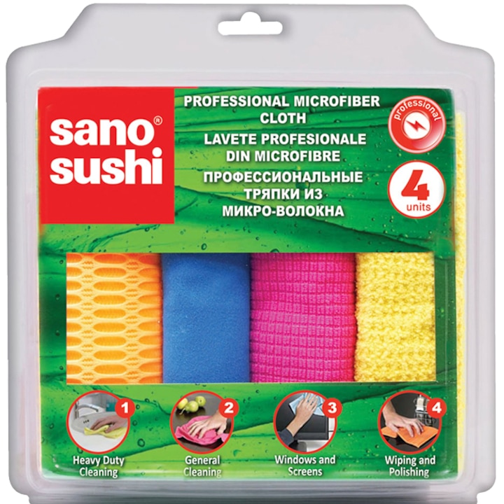 Микрофибърни кърпи Sano Sushi, 4 броя
