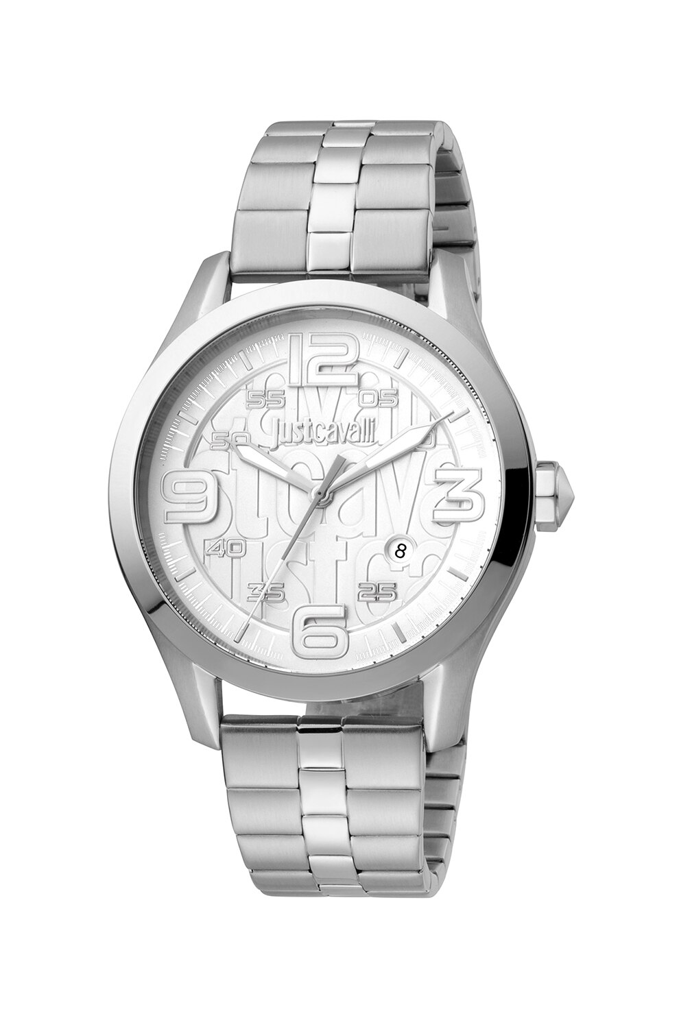JUST CAVALLI, Ceas quartz din otel inoxidabil, Argintiu