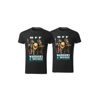 Set 2 Tricouri personalizate bff, barbati, warriors friends, negre, XS-XL Set 2 Tricouri personalizate bff, barbati, warriors friends, negre, XS-XL