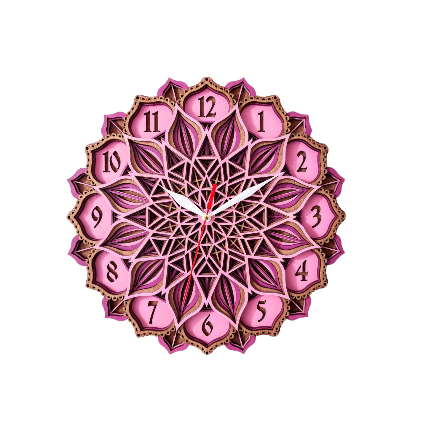 Ceas de perete Mandala rotunda mov in straturi 30cm