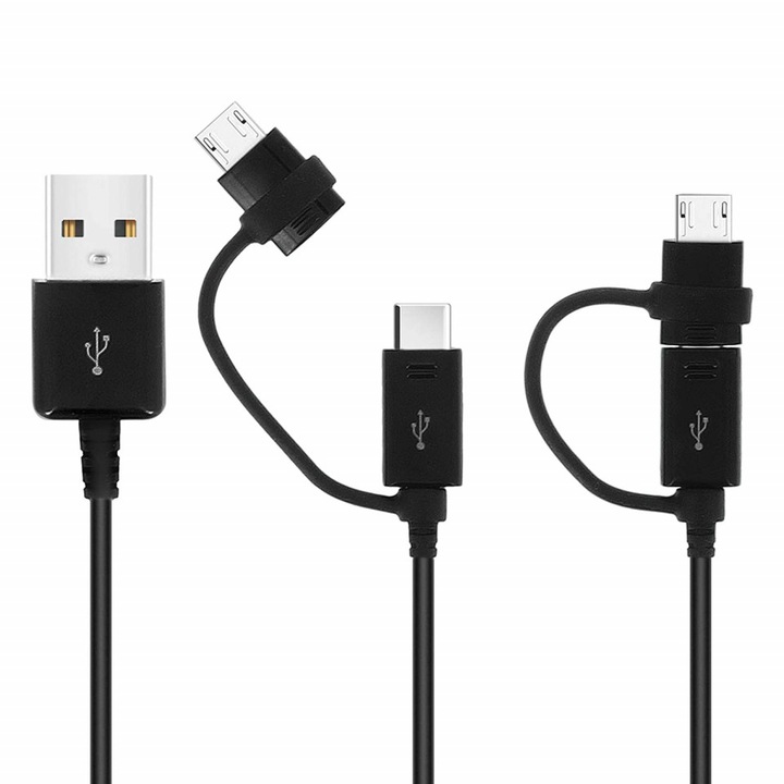 Кабел за данни SAMSUNG EP-DG950DBE, USB към 2 в 1 Micro USB и Type C черен
