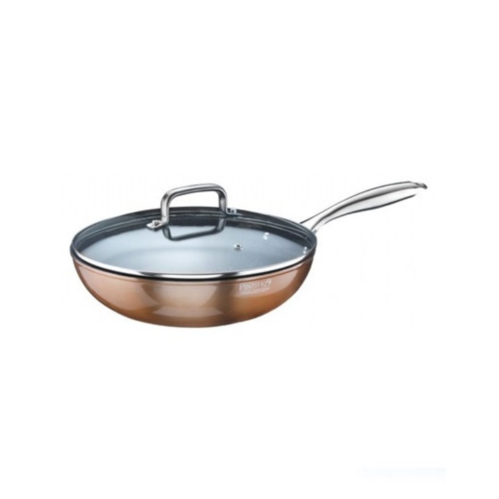 Pintinox Materic profi indukciós tapadásmentes wok üveg fedővel 28 cm