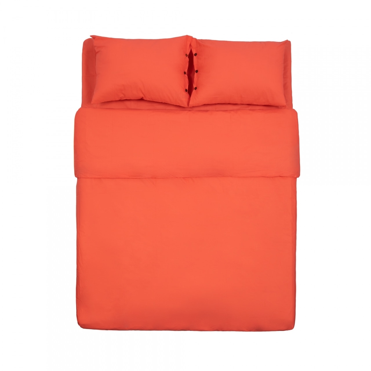 Set Lenjerie pat dublu Yuny Orange Mally Home, 100% Bumbac Ranforce, Cearceaf pat 220 x 240 cm, Cearceaf pilota 180 x 200 cm +2 fete de perna 50 x 70 cm, Portocaliu