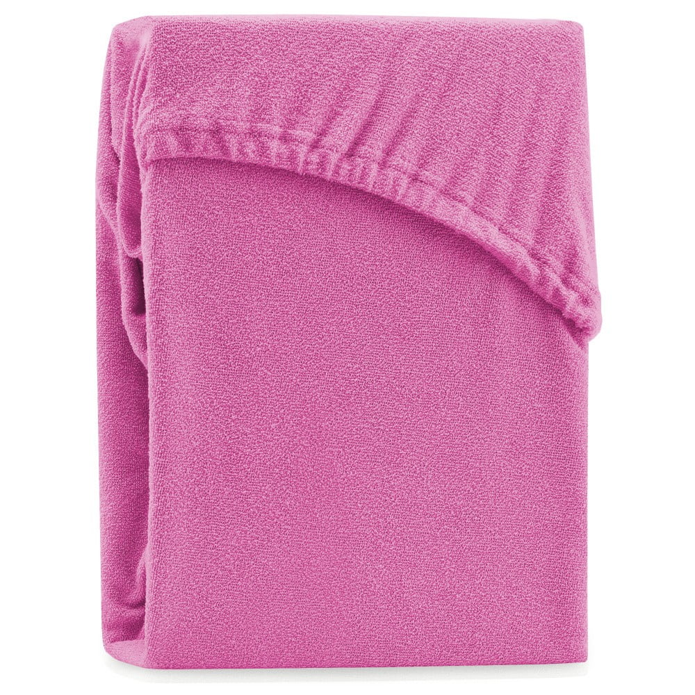 Cearceaf de pat cu elastic Mally Home Yuny , 160 x 200 + 25 cm, Bumbac, Fucsia