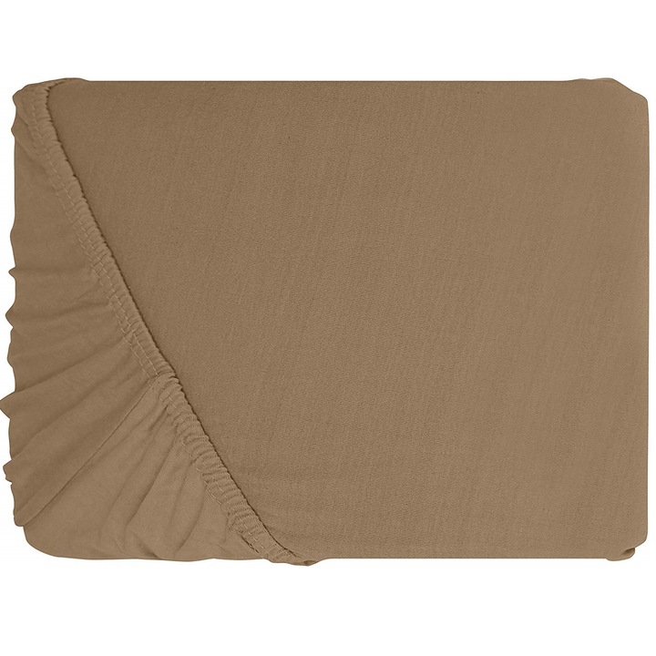 Cearceaf de pat cu elastic Mally Home Yuny , 160 x 200 + 25 cm, Bumbac, Bej