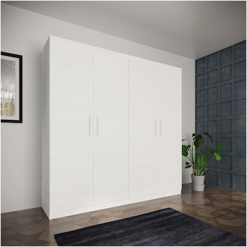 Dulap Irim Quake 205x52x204 cm, 4 usi, Culoare Alb Relief Dulap Irim Quake 205x52x204 cm, 4 usi, Culoare Alb Relief