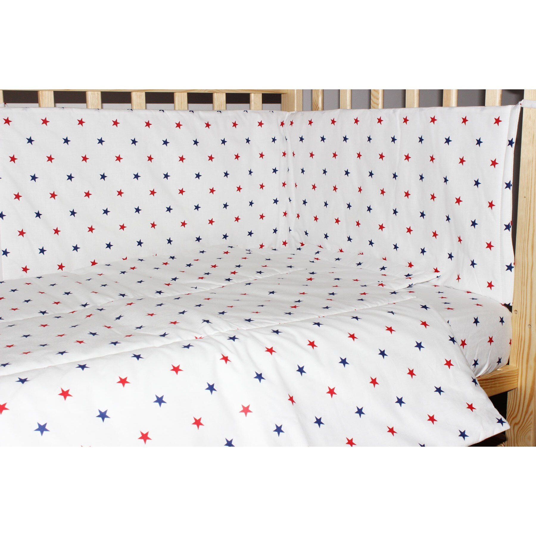 Aparatoare laterala 180 x 30 cm, stelute rosu cu bluemarin