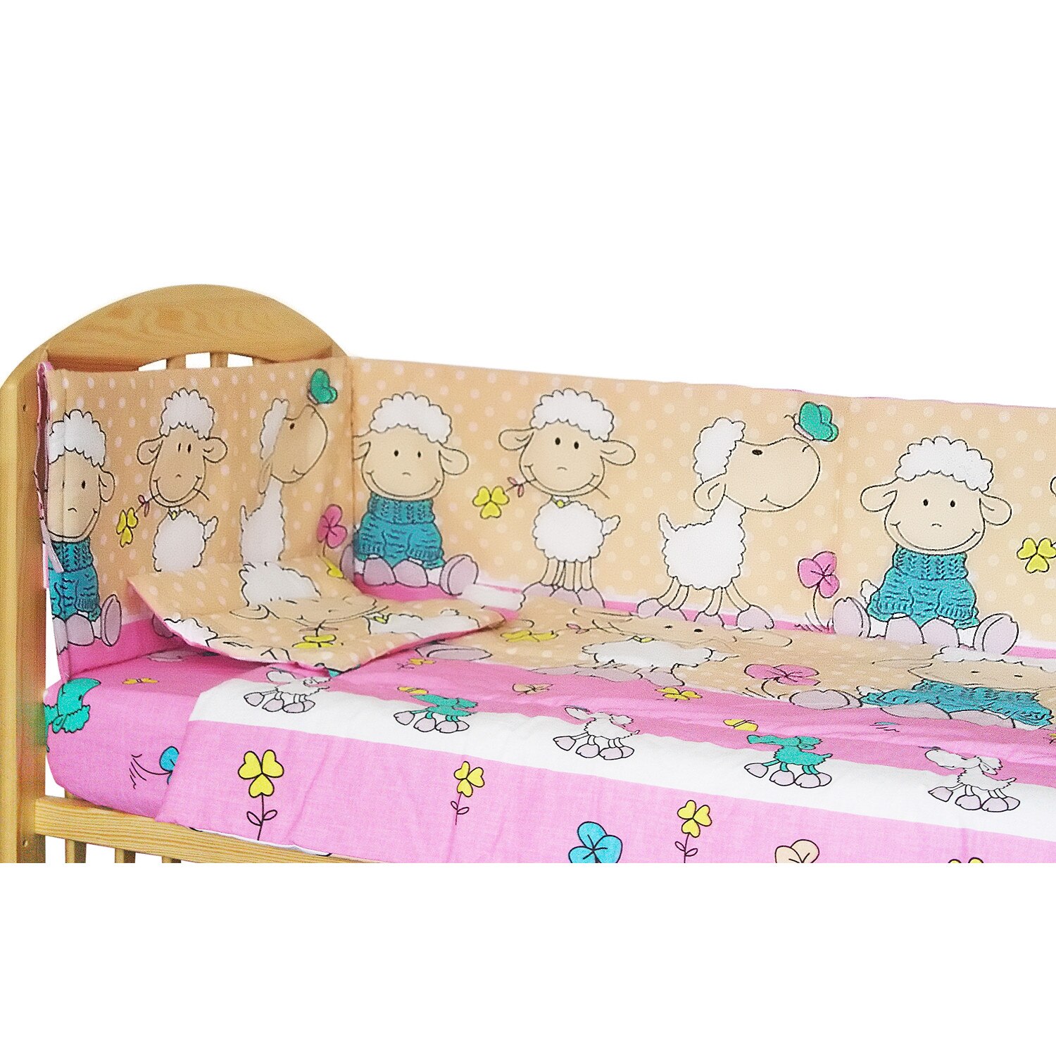 Lenjerie patut 3 piese oite, crem, 120 x 60 cm
