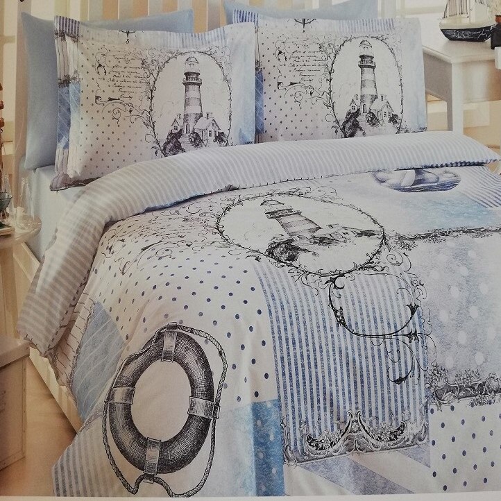 Lenjerie pat Light House, 1 persoana, 100% bumbac ranforce, 3 piese