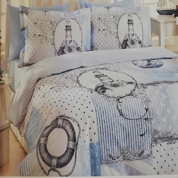 Lenjerie pat Light House, 1 persoana, 100% bumbac ranforce, 3 piese Lenjerie pat Light House, 1 persoana, 100% bumbac ranforce, 3 piese