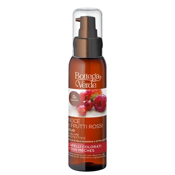 Ulei protector cu ulei de nuci braziliene si de Macadamia pentru par vopsit - Olio di Nocce e Frutti Rossi, 100 ML, Bottega Verde Ulei protector cu ulei de nuci braziliene si de Macadamia pentru par vopsit - Olio di Nocce e Frutti Rossi, 100 ML, Bottega Verde