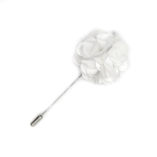 Pin rever sacou, Onore, microfibra, aliaj metalic, alb, 8.5 x 3.5 cm